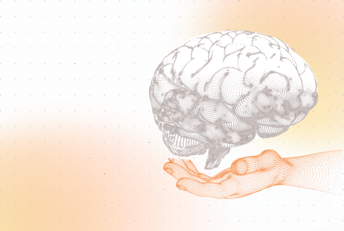 Orange gradient with shades of blue