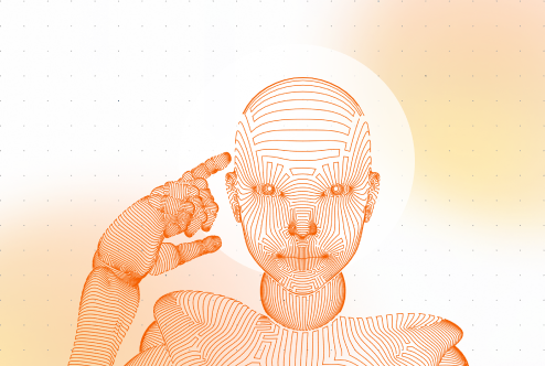 Orange gradient with shades of blue